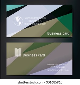 Stylish business cards with colorful straight stripes. Vector illustrations. 5 x 9 cm size.