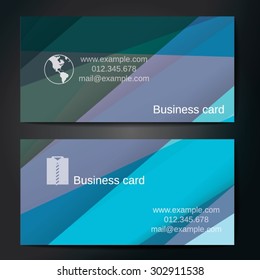 Stylish business cards with colorful straight stripes. Vector illustrations. 5 x 9 cm size.