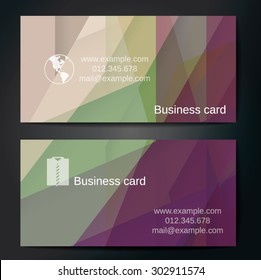 Stylish business cards with colorful straight stripes. Vector illustrations. 5 x 9 cm size.