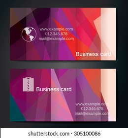 Stylish business cards with colorful straight stripes. Vector illustrations. 5 x 9 cm size.