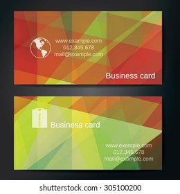 Stylish business cards with colorful straight stripes. Vector illustrations. 5 x 9 cm size.