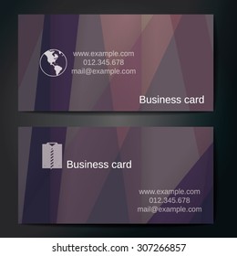 Stylish business cards with colorful straight stripes. Vector illustrations. 5 x 9 cm size.