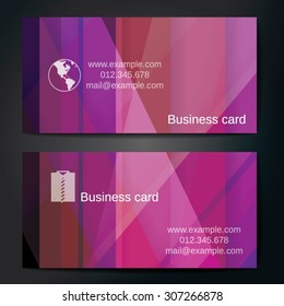 Stylish business cards with colorful straight stripes. Vector illustrations. 5 x 9 cm size.