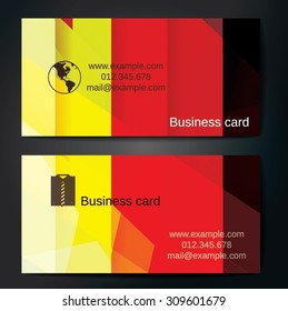 Stylish business cards with colorful straight stripes. Vector illustrations. 5 x 9 cm size.