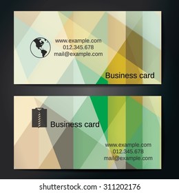 Stylish business cards with colorful straight stripes. Vector illustrations. 5 x 9 cm size.