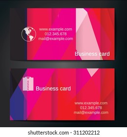 Stylish business cards with colorful straight stripes. Vector illustrations. 5 x 9 cm size.