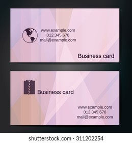 Stylish business cards with colorful straight stripes. Vector illustrations. 5 x 9 cm size.