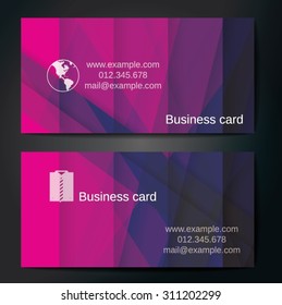 Stylish business cards with colorful straight stripes. Vector illustrations. 5 x 9 cm size.