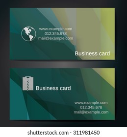 Stylish business cards with colorful straight stripes. Vector illustrations. 5 x 9 cm size.