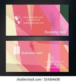 Stylish business cards with colorful straight stripes. Vector illustrations. 5 x 9 cm size.