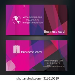 Stylish business cards with colorful straight stripes. Vector illustration. 5 x 9 cm size.