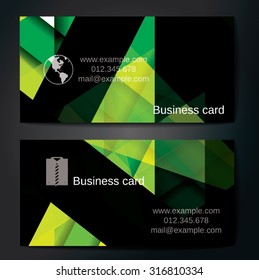 Stylish business cards with colorful straight stripes. Vector illustration. 5 x 9 cm size.