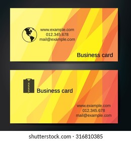 Stylish business cards with colorful straight stripes. Vector illustration. 5 x 9 cm size.