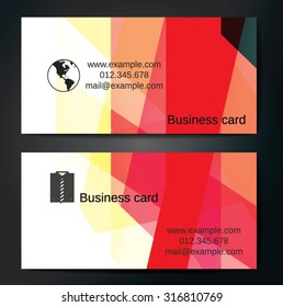 Stylish business cards with colorful straight stripes. Vector illustration. 5 x 9 cm size.