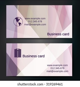 Stylish business cards with colorful straight stripes. Vector illustration. 5 x 9 cm size.