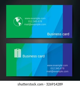 Stylish business cards with colorful straight stripes. Vector illustration. 5 x 9 cm size.