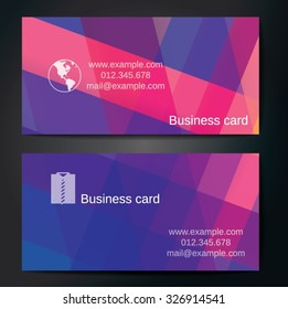 Stylish business cards with colorful straight stripes. Vector illustration. 5 x 9 cm size.