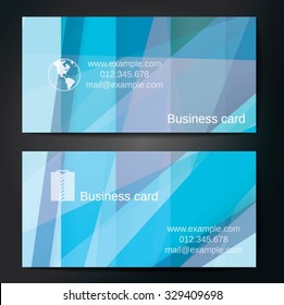 Stylish business cards with colorful straight stripes. Vector illustration. 5 x 9 cm size.