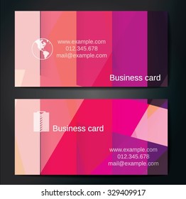 Stylish business cards with colorful straight stripes. Vector illustration. 5 x 9 cm size.