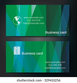 Stylish business cards with colorful straight stripes. Vector illustration. 5 x 9 cm size.