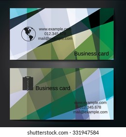 Stylish business cards with colorful straight stripes. Vector illustration. 5 x 9 cm size.