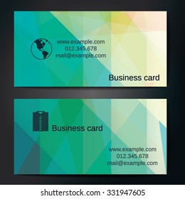 Stylish business cards with colorful straight stripes. Vector illustration. 5 x 9 cm size.