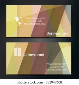 Stylish business cards with colorful straight stripes. Vector illustration. 5 x 9 cm size.