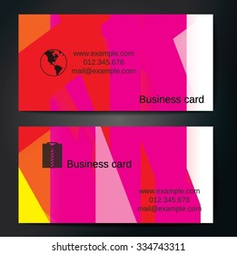 Stylish business cards with colorful straight stripes. Vector illustration. 5 x 9 cm size.