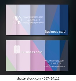 Stylish business cards with colorful straight stripes. Vector illustration. 5 x 9 cm size.