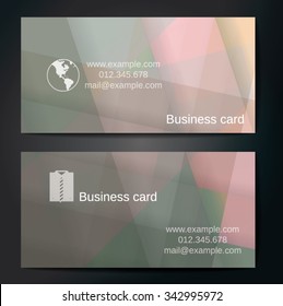 Stylish business cards with colorful straight stripes. Vector illustration. 5 x 9 cm size.