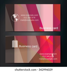 Stylish business cards with colorful straight stripes. Vector illustration. 5 x 9 cm size.