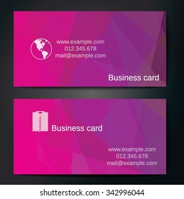 Stylish business cards with colorful straight stripes. Vector illustration. 5 x 9 cm size.