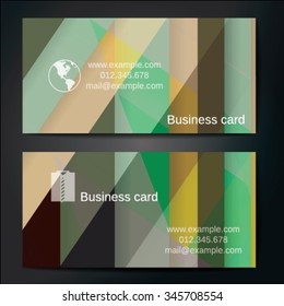 Stylish business cards with colorful straight stripes. Vector illustration. 5 x 9 cm size.