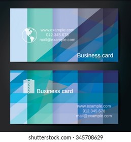 Stylish business cards with colorful straight stripes. Vector illustration. 5 x 9 cm size.