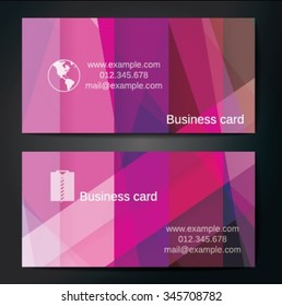 Stylish business cards with colorful straight stripes. Vector illustration. 5 x 9 cm size.