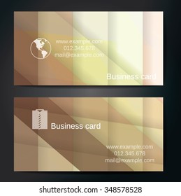 Stylish business cards with colorful straight stripes. Vector illustration. 5 x 9 cm size.