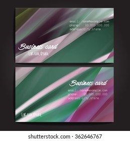 Stylish business cards with colorful stripes. Vector illustration. 5 x 9 cm size.