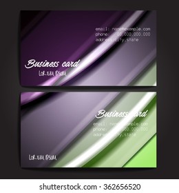 Stylish business cards with colorful stripes. Vector illustration. 5 x 9 cm size.
