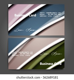 Stylish business cards with colorful stripes. Vector illustration. 5 x 9 cm size.