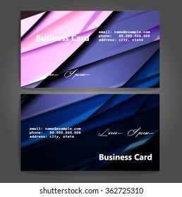 Stylish business cards with colorful stripes. Vector illustration. 5 x 9 cm size.