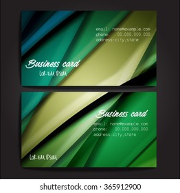 Stylish business cards with colorful stripes. Vector illustration. 5 x 9 cm size.
