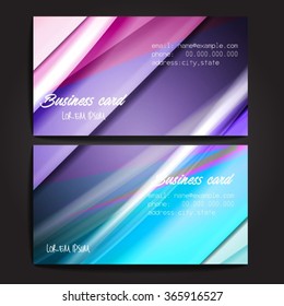 Stylish business cards with colorful stripes. Vector illustration. 5 x 9 cm size.