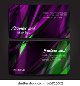 Stylish business cards with colorful stripes. Vector illustration. 5 x 9 cm size.