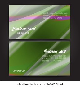 Stylish business cards with colorful stripes. Vector illustration. 5 x 9 cm size.
