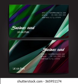 Stylish business cards with colorful stripes. Vector illustration. 5 x 9 cm size.