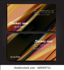 Stylish business cards with colorful stripes. Vector illustration. 5 x 9 cm size.