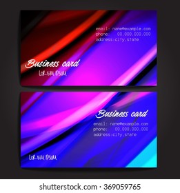 Stylish business cards with colorful stripes. Vector illustration. 5 x 9 cm size.