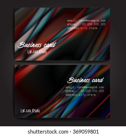 Stylish business cards with colorful stripes. Vector illustration. 5 x 9 cm size.
