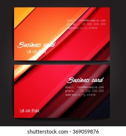 Stylish business cards with colorful stripes. Vector illustration. 5 x 9 cm size.