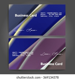 Stylish business cards with colorful stripes. Vector illustration. 5 x 9 cm size.